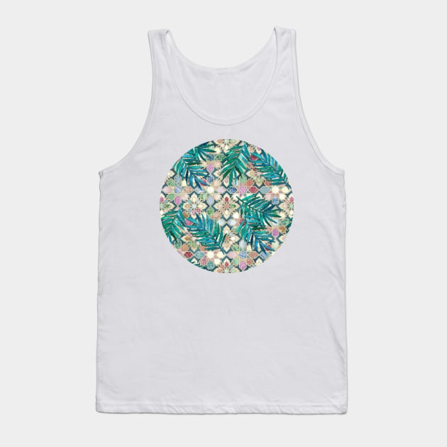 Muted Moroccan Mosaic Tiles with Palm Leaves Tank Top by micklyn